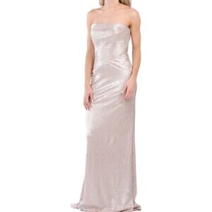 Rene Ruiz Collection Strapless Stretch Metallic Gown Champagne Womans‎ Plus 16